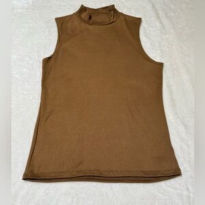 Olivia Rae Size Small Brown Sleeveless, Mock Turtleneck Top. Polyester, spandex.